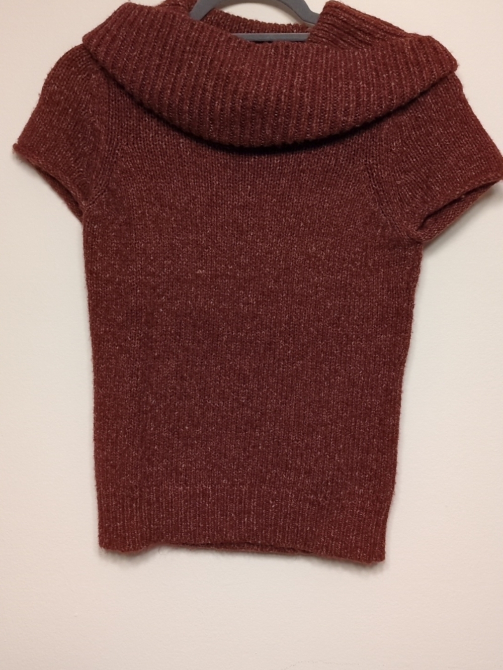 BCBGMaxAzria Short-Sleeve Cowl Neck Sweater in Rust-Brown